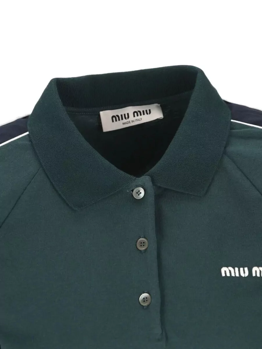 Miu Miu Two Tone Cotton Polo Shirt