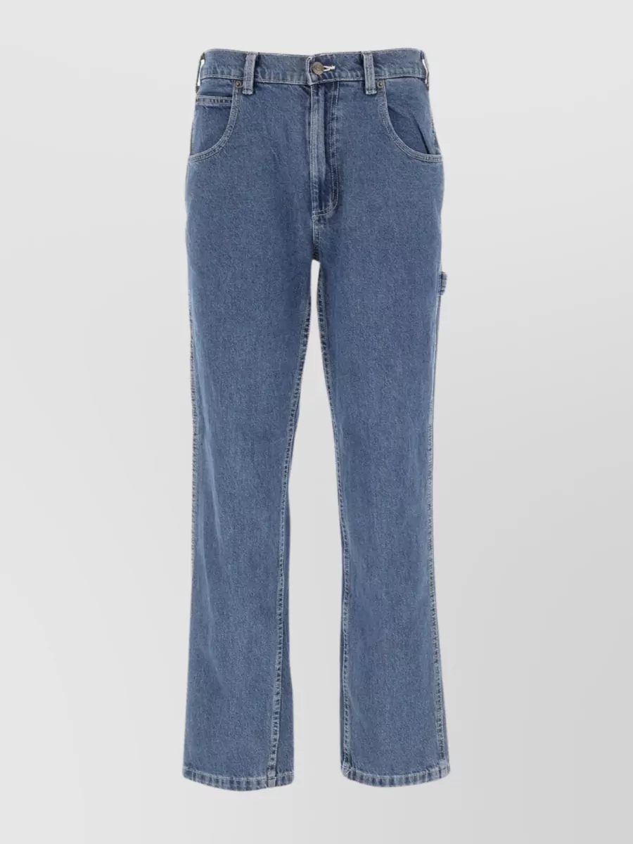 Shop Dickies Wide-leg Cotton Denim Trousers With Belt Loops In Blue