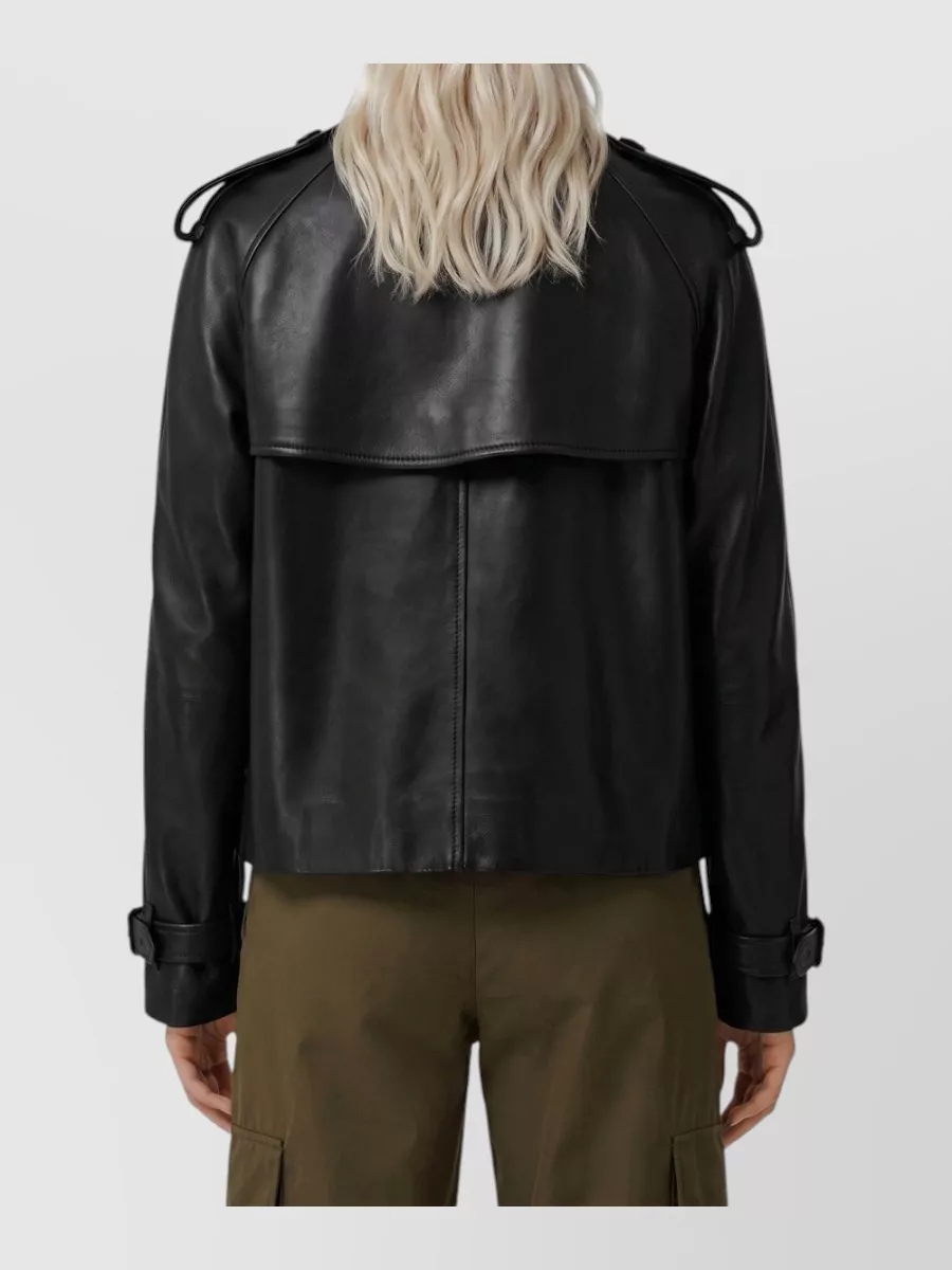 Burberry Leather Short Double-Breasted Trench Coat