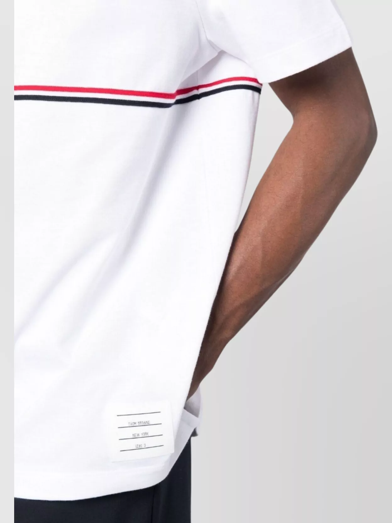 Thom Browne Crew Neck Stripe Detail T-Shirt