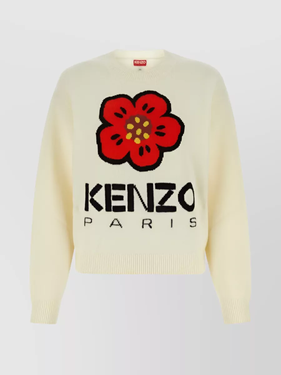 Shop Kenzo Boke Flower Wool Sweater In Burgundy