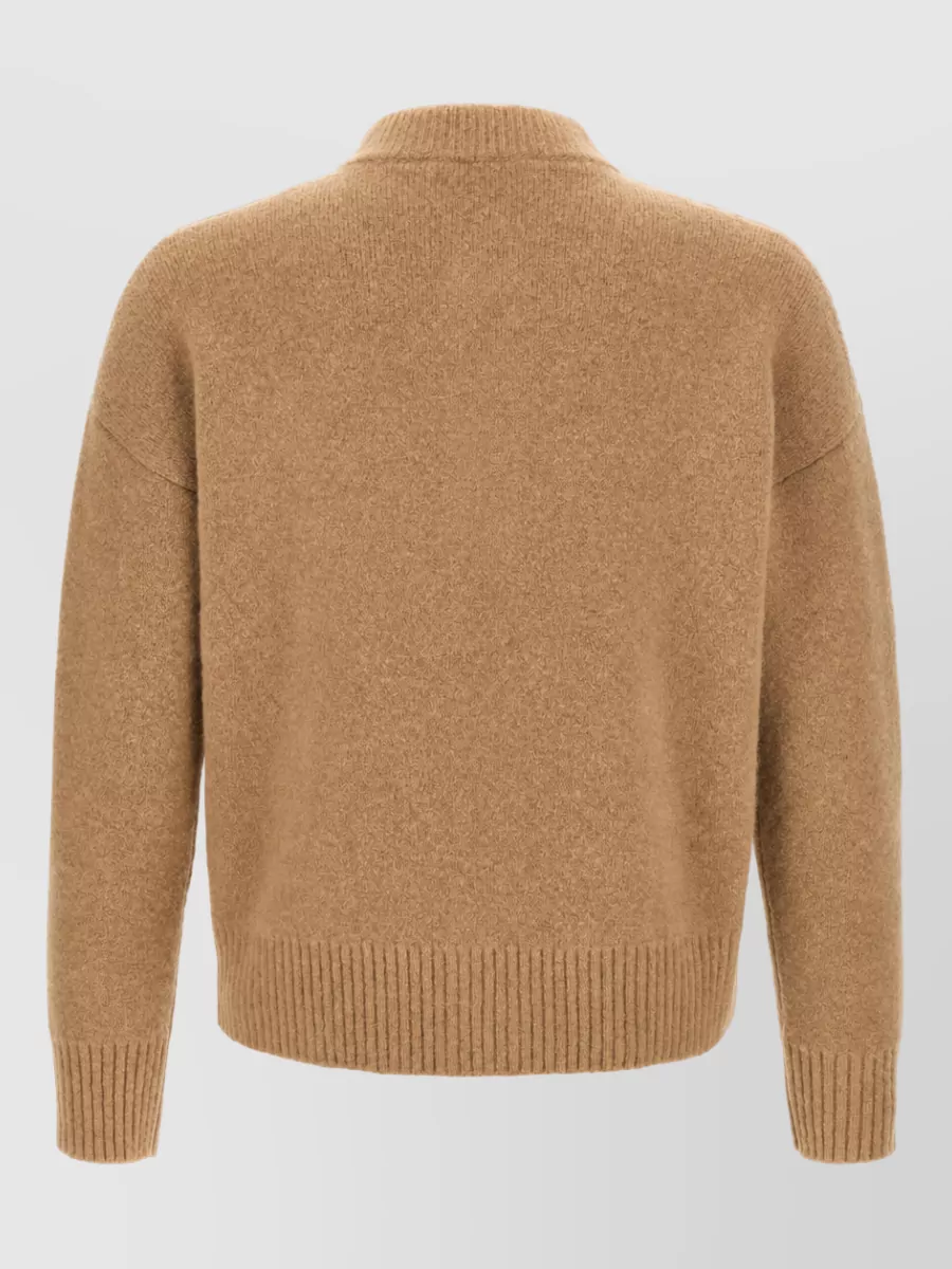 Ami Paris Alpaca-Blend Ribbed Cardigan