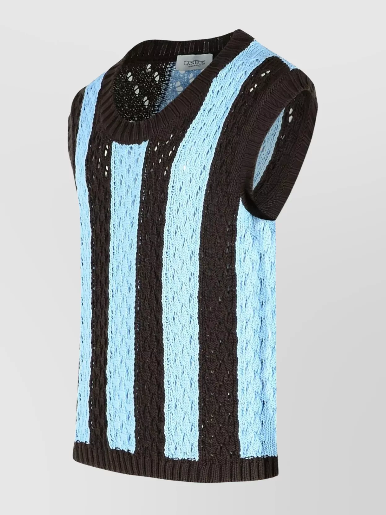 Laneus Open Knit Sleeveless Striped Vest