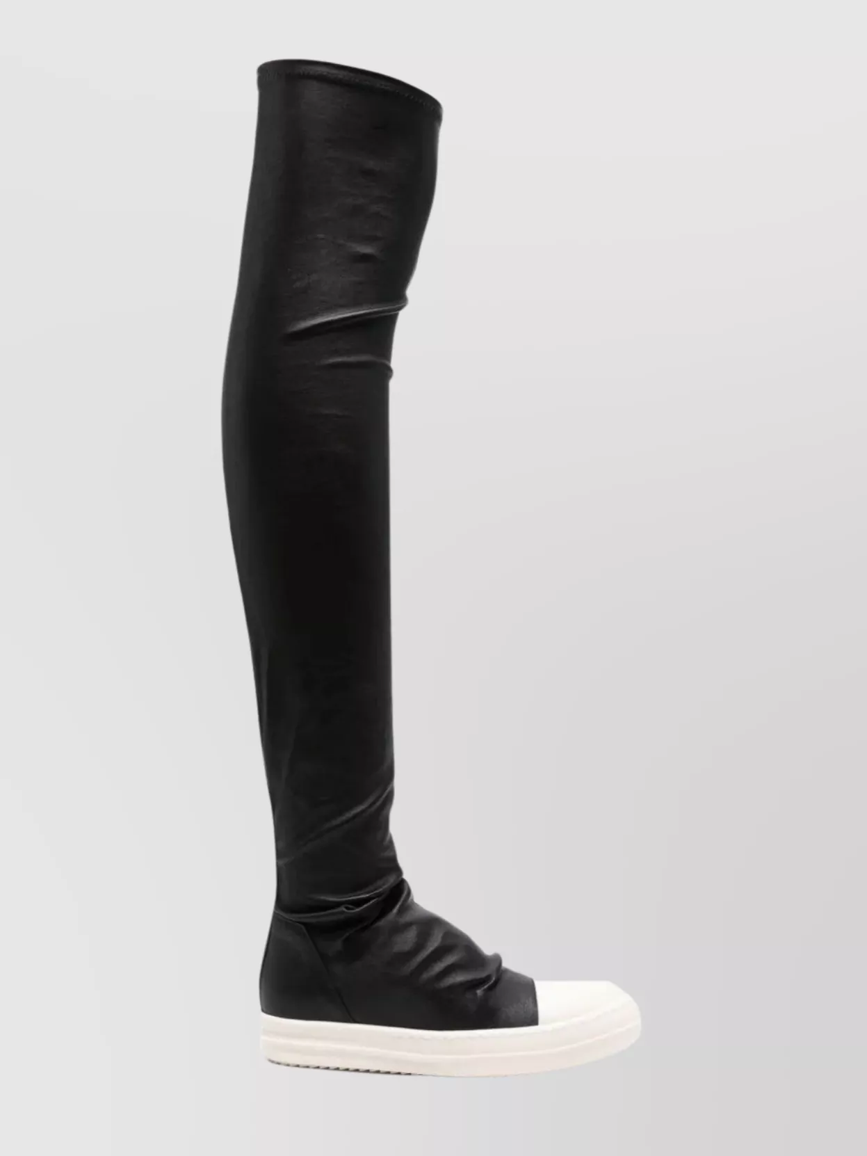 Shop Rick Owens Stretch Leather Over-the-knee Sneakers In Black