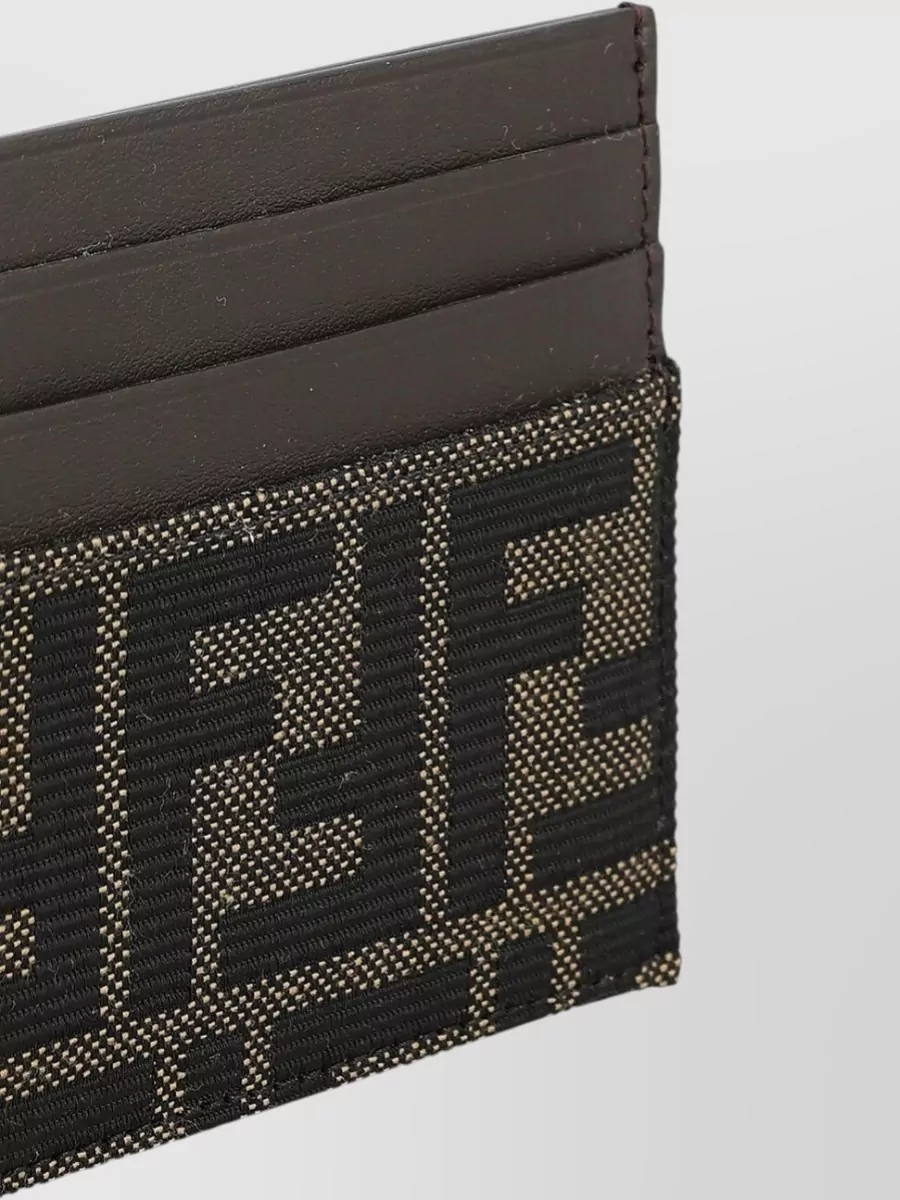 Fendi Leather Ff Jacquard Card Holder