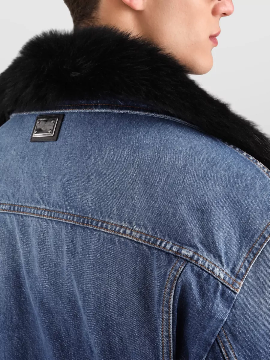 Dolce&Gabbana Cotton Faux Fur Trim Denim Jacket