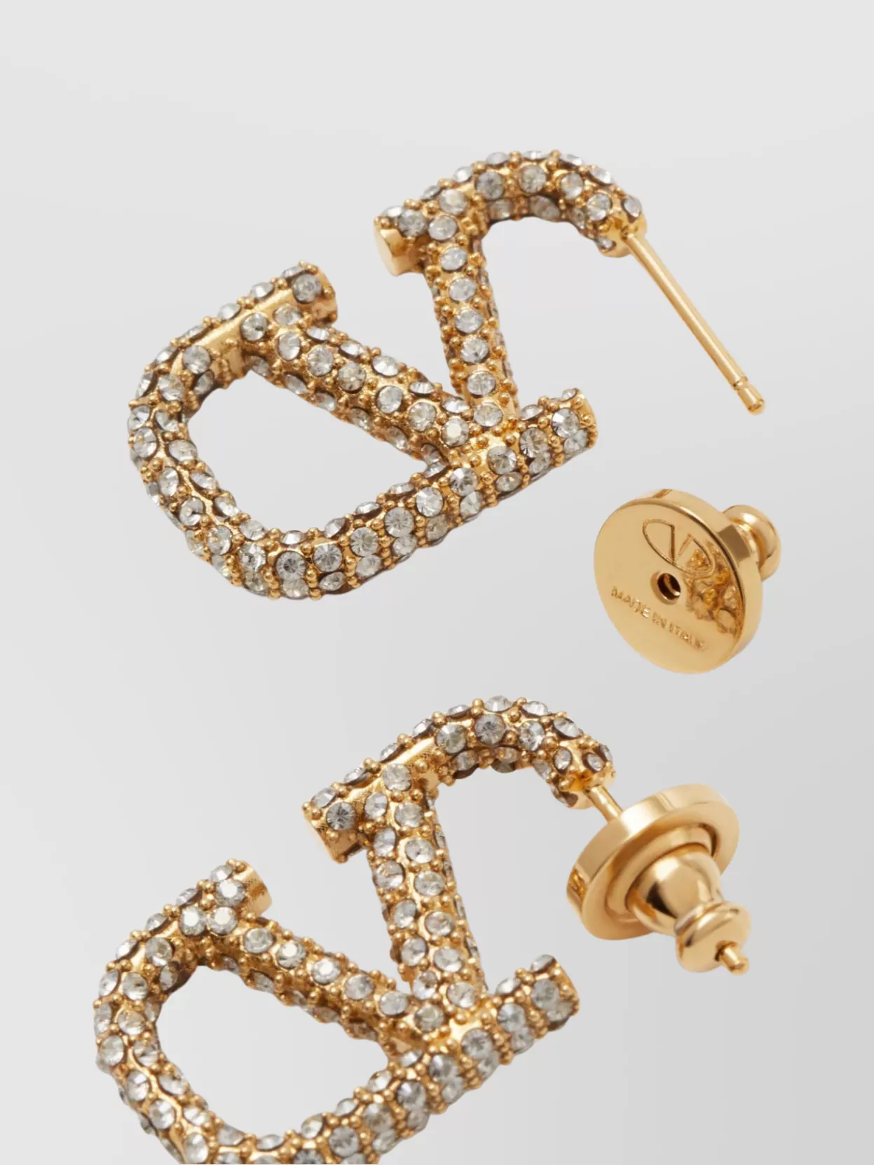Valentino Garavani Crystal-Embellished Gold Stud Earrings
