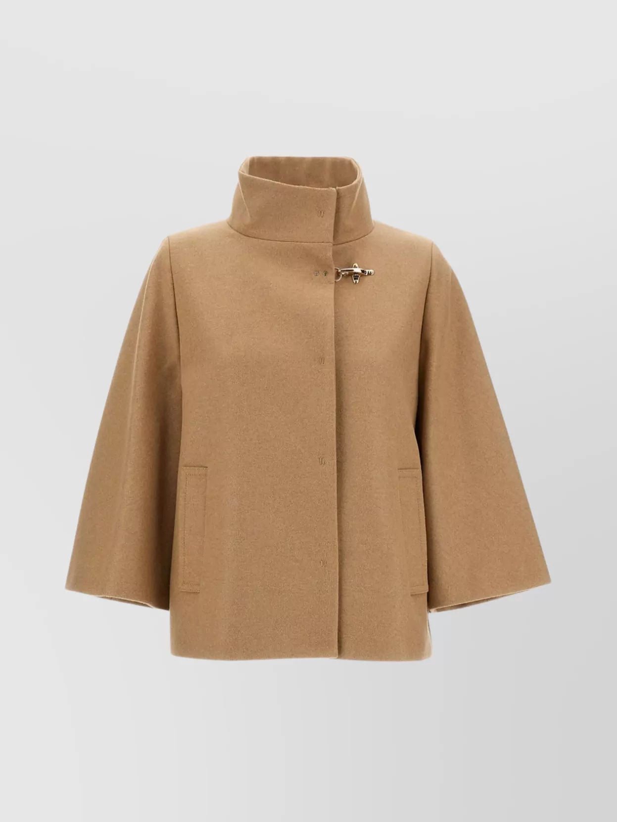Fay Structured Jacket With Pockets And High Collar In Nude