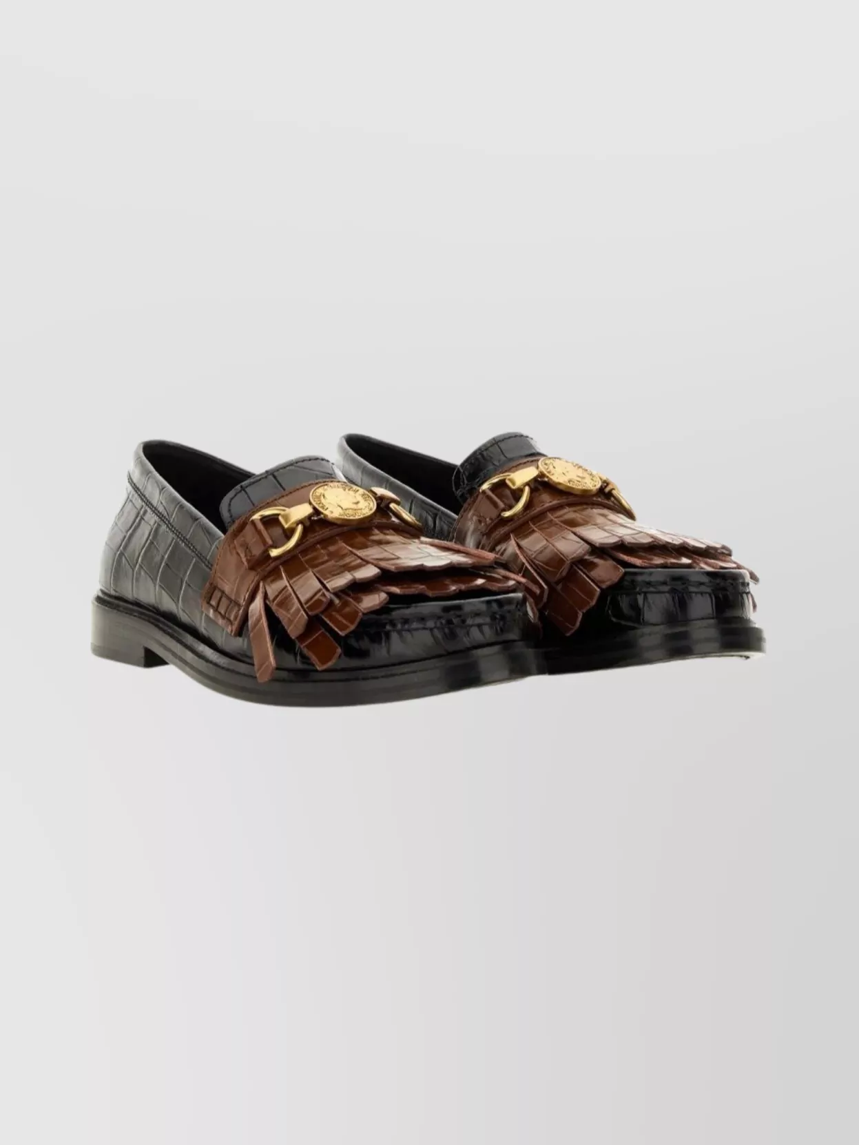 Moschino Textured Round Toe Loafers Fringe