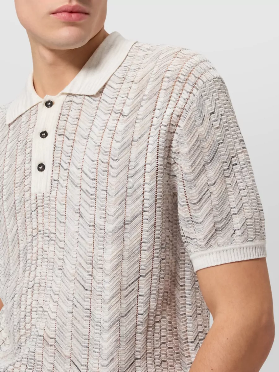Missoni Open-Knit Short-Sleeve Polo Shirt
