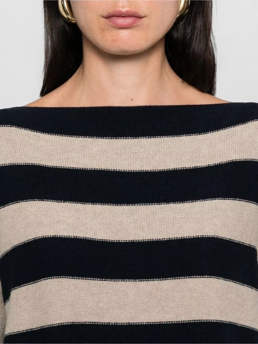 Daniela Gregis Wool Striped Boat Neck Long Sleeve Jumper