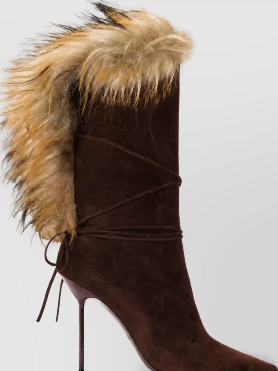 Paris Texas Leather Fur Ankle Boots 105