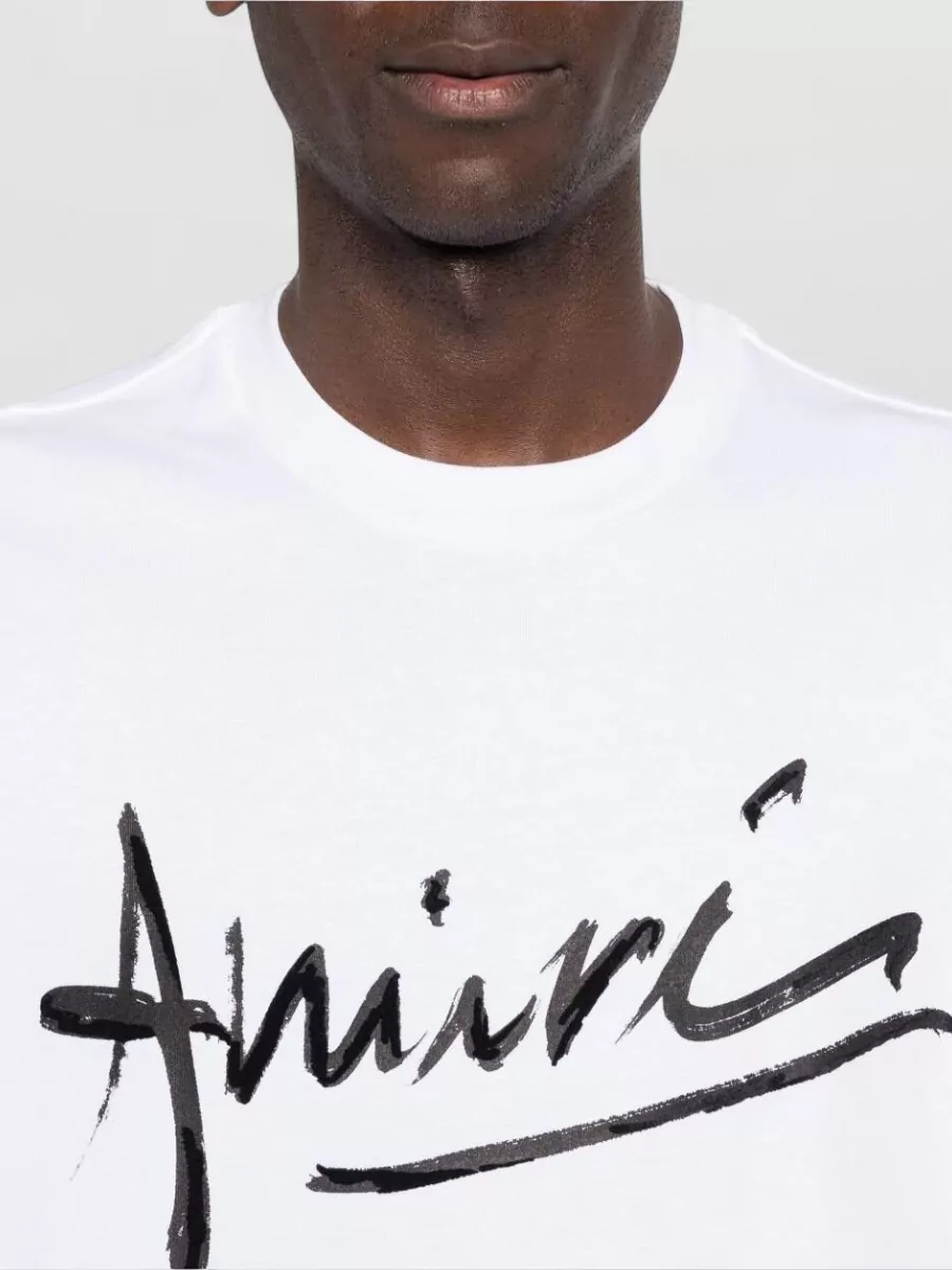 Amiri Straight Hem Short Sleeve Crew Neck Top