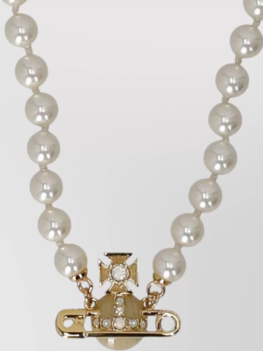Vivienne Westwood Pearl Bead Necklace Adjustable Length Orb Pendant