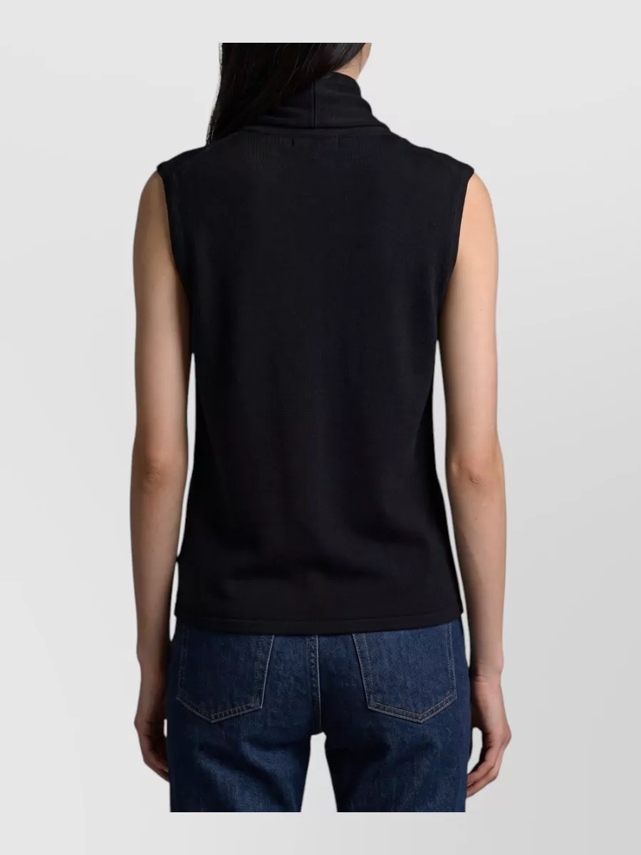 Lemaire Wool Blend Ribbed Asymmetric Sleeveless Cardigan
