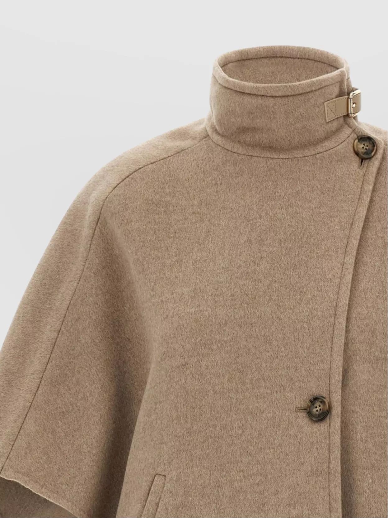 Max Mara Buckle Detail High Collar Side Pockets Cape