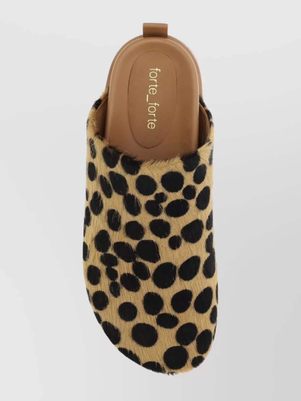 Forte Forte Animal Print Backless Pony Hair Slippers In Brown