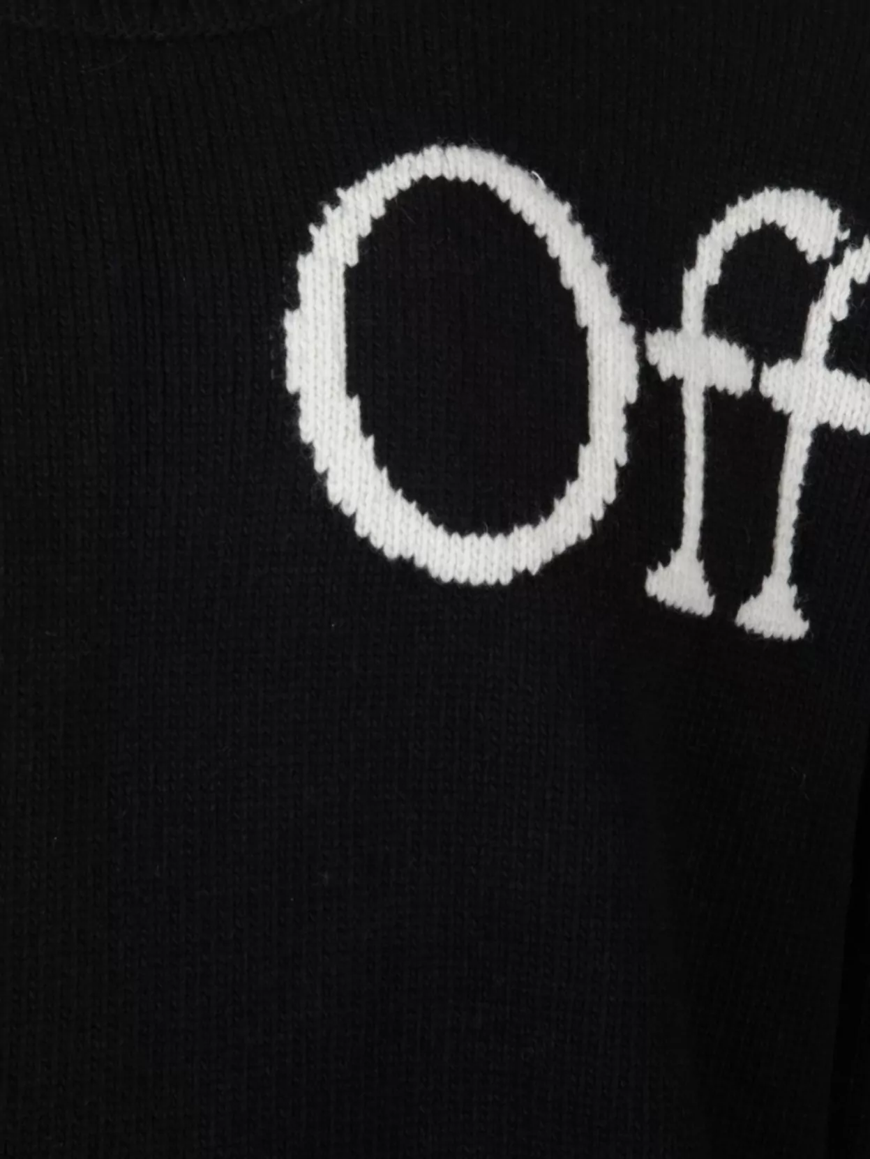 Off-White Crew Neck Logo Sweater With Ribbed Cuffs And Hem