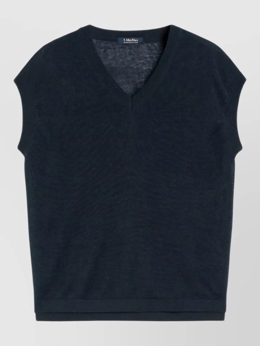 S Max Mara linen v-neck knitted vest