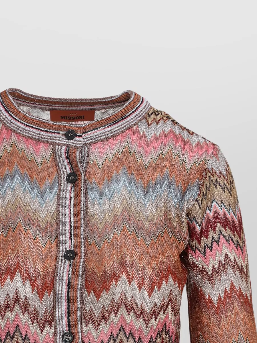 Missoni Chevron Knit Cardigan Long Sleeves Buttons