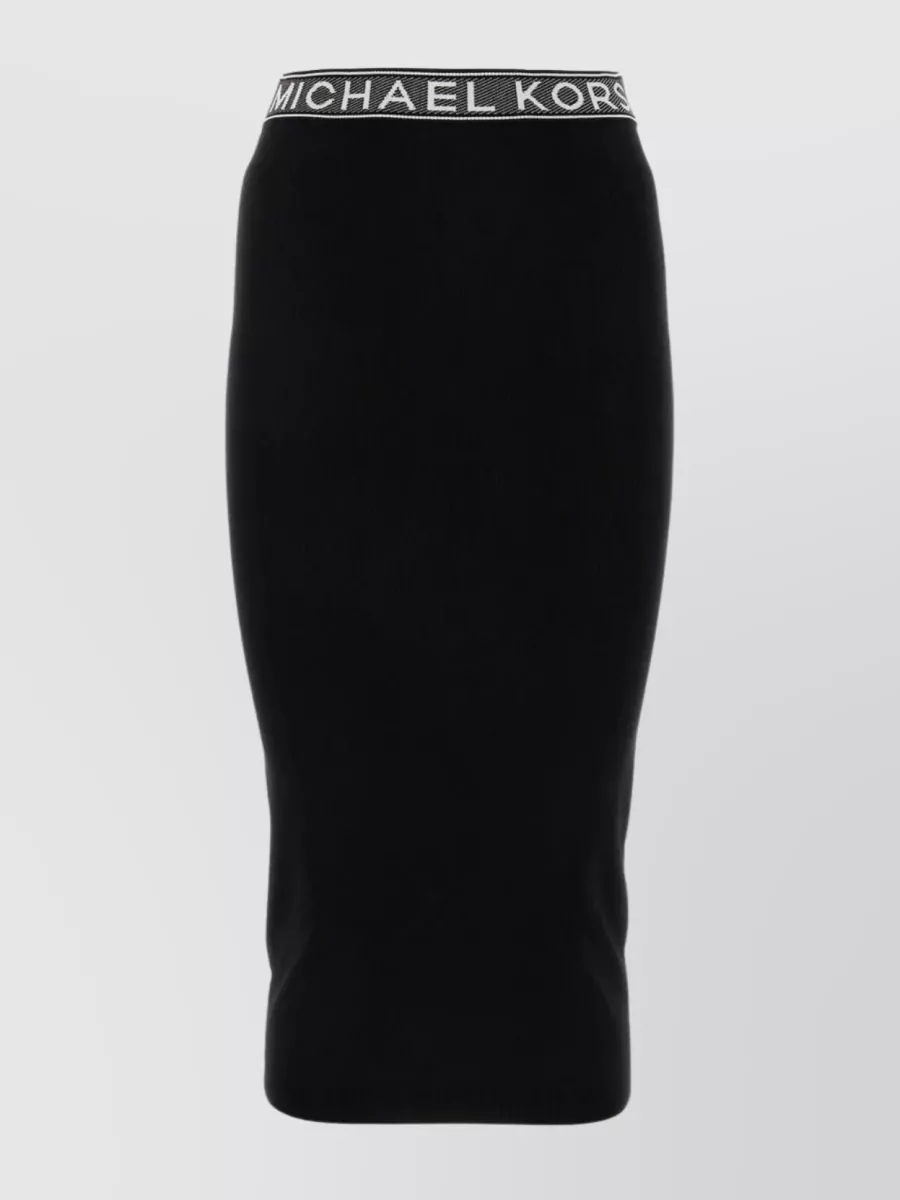Shop Michael Kors Versatile Ribbed Midi Skirt In Black