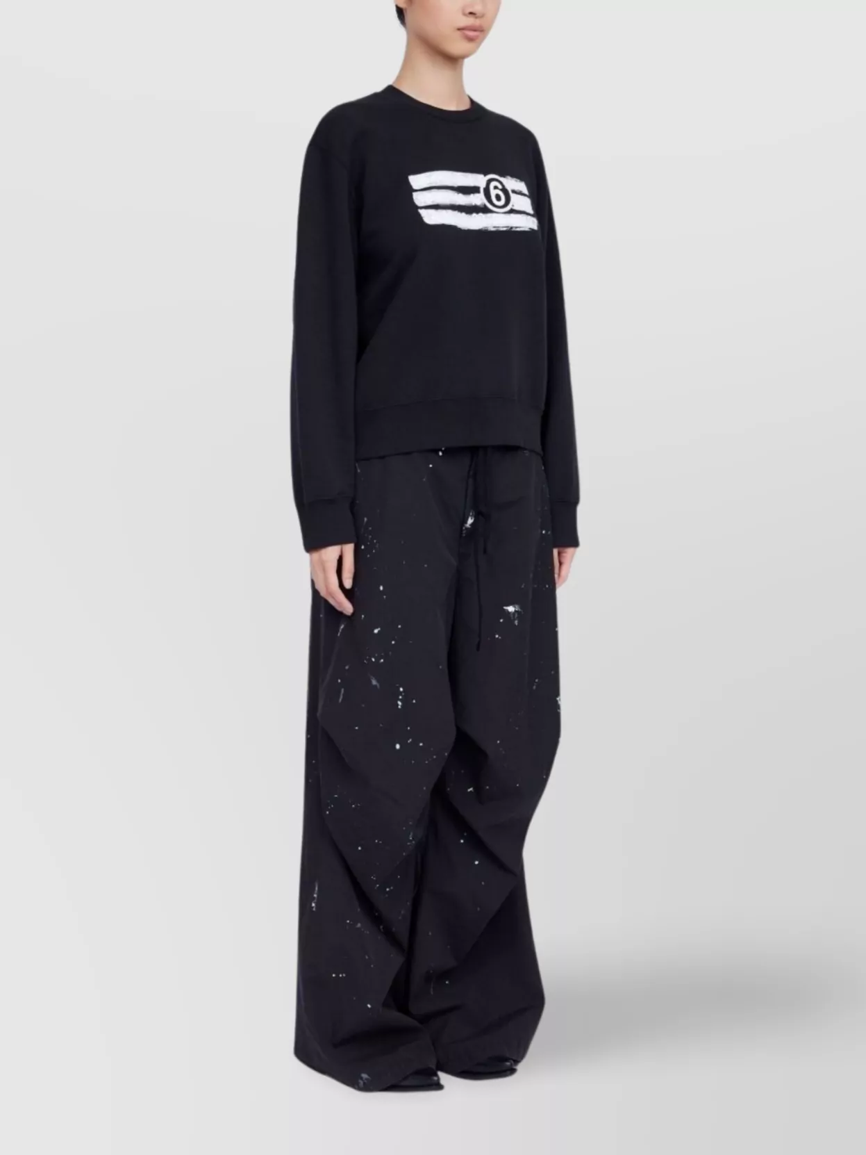 Shop Mm6 Maison Margiela Crew Neck Graphic Print Sweatshirt