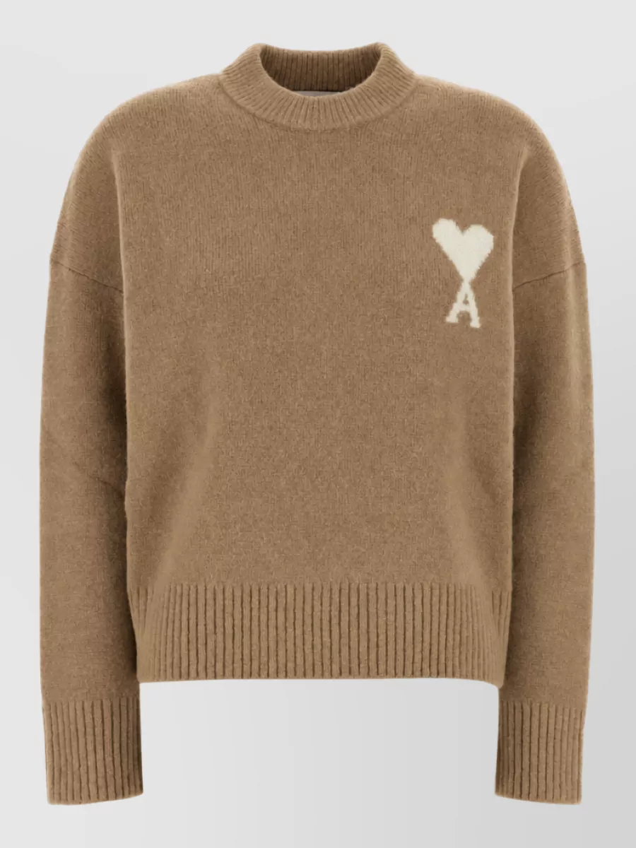 Ami Paris alpaca wool ribbed crew-neck sweater