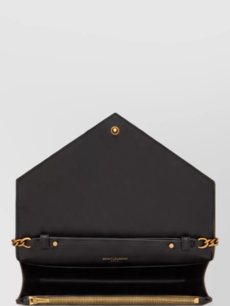Saint Laurent Paris Metallic Leather Clutch Bag
