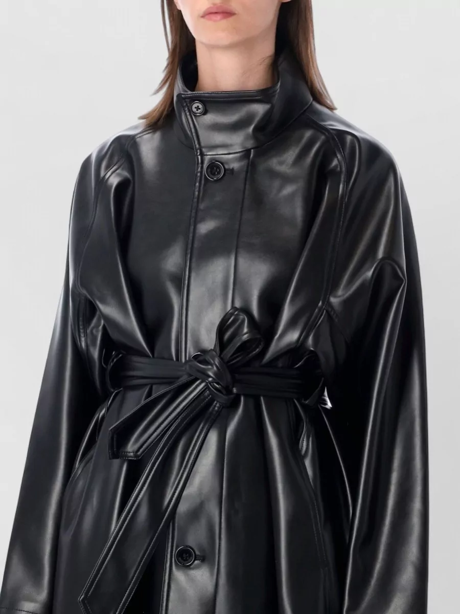 The Frankie Shop Faux Leather Oversized Belted Trench Coat