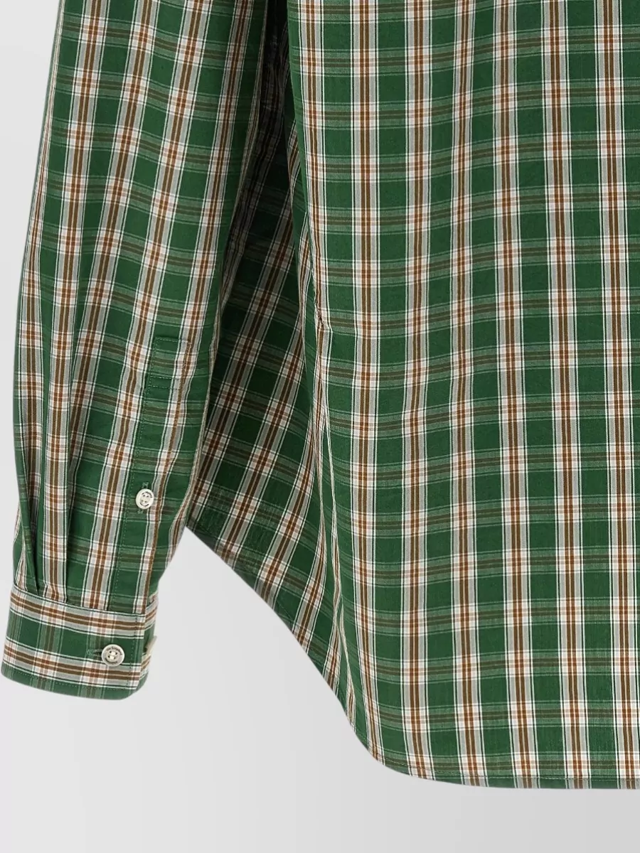 Undercover Checked Mandarin Collar Asymmetric Shirt
