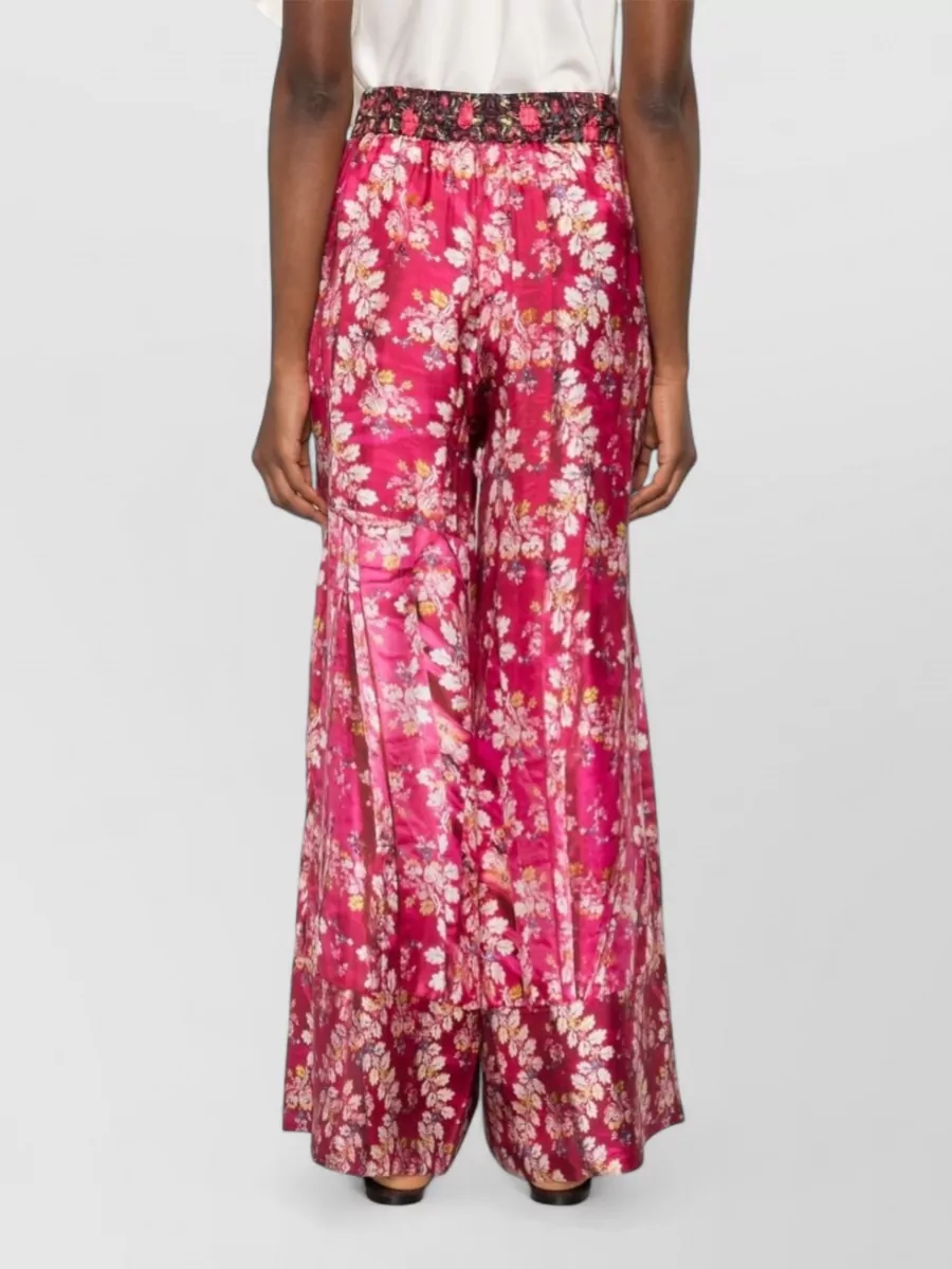 Pierre Louise Mascia Floral-Print Pleated Silk Wide-Leg Trousers