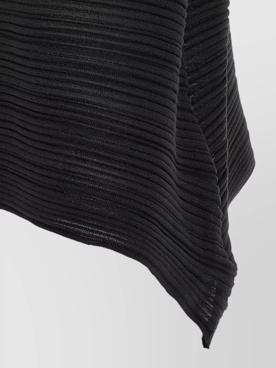 Pleats Please Issey Miyake Ribbed Cropped Boat Neck Short Sleeve Knitted Top