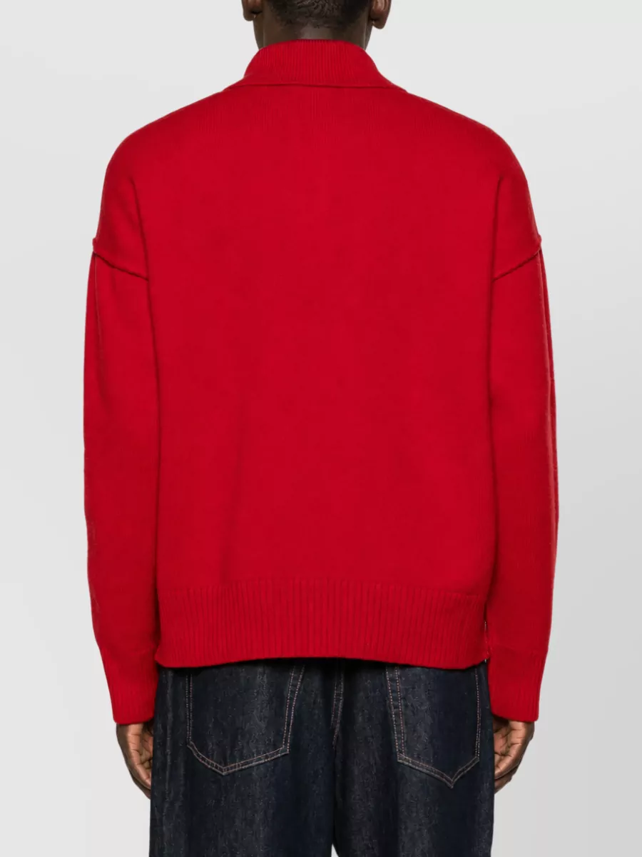 Ami Paris Virgin Wool Long-Sleeve Polo Shirt