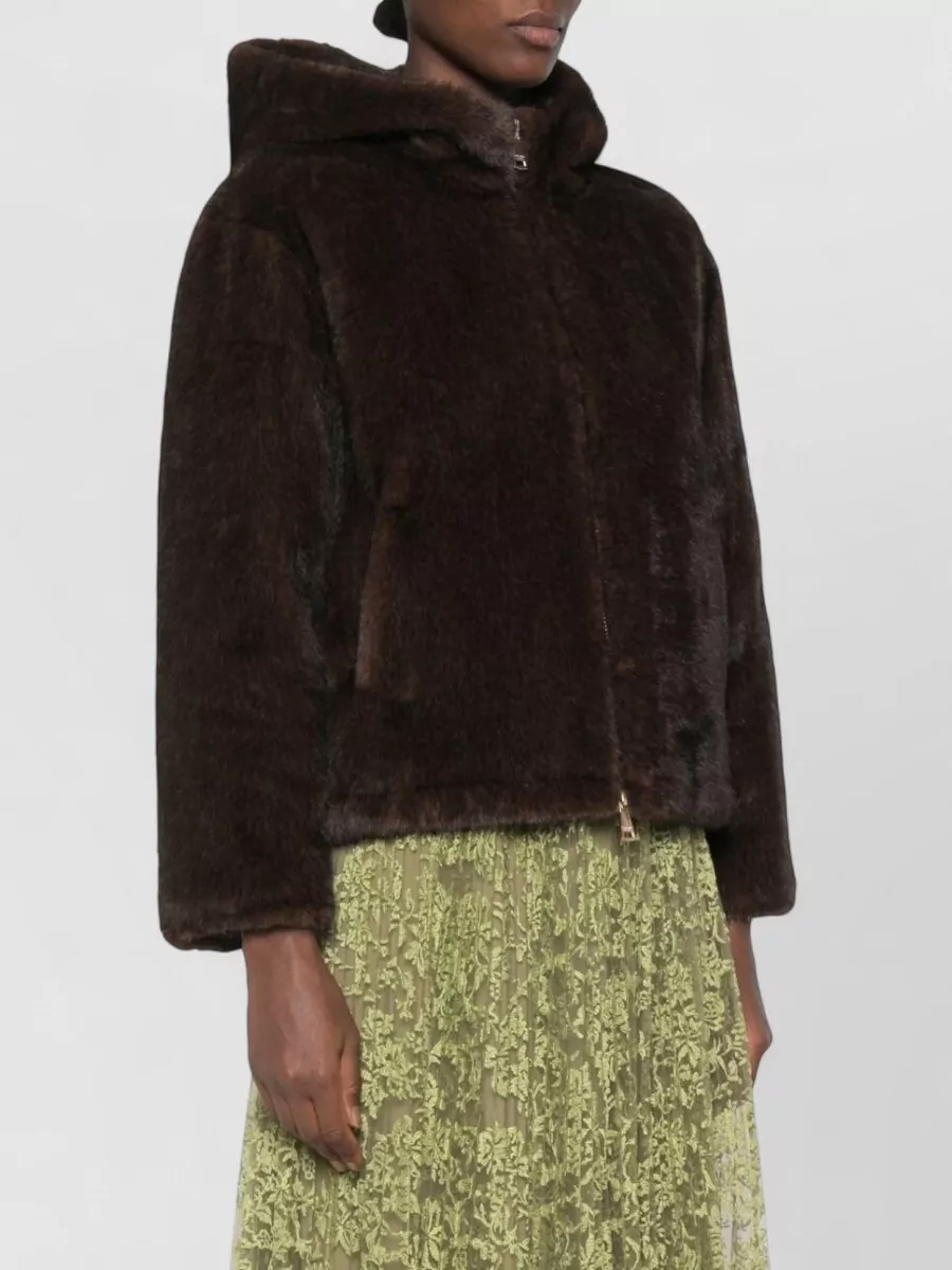 Ermanno Firenze Hooded Faux Fur Coat