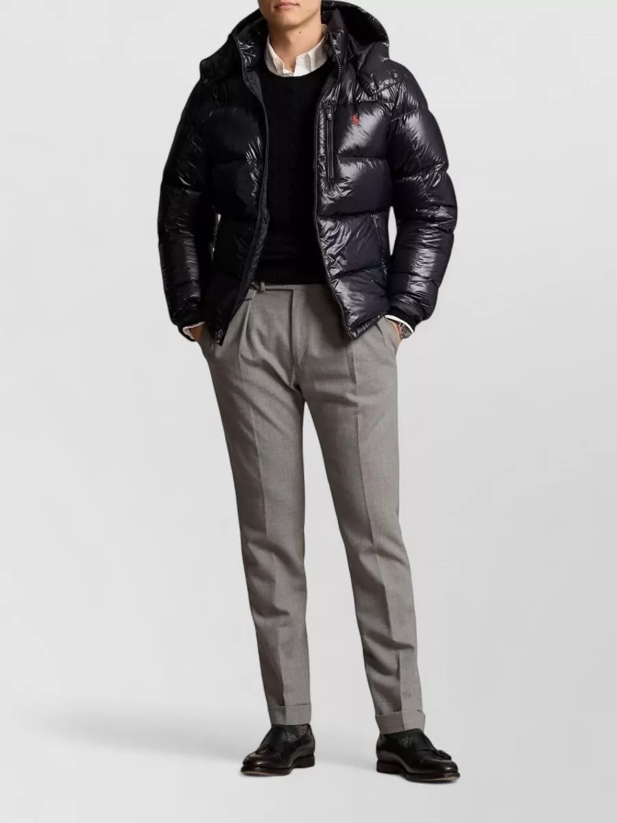 Ralph Lauren Quilted Hooded Bomber Jacket Zip Pockets