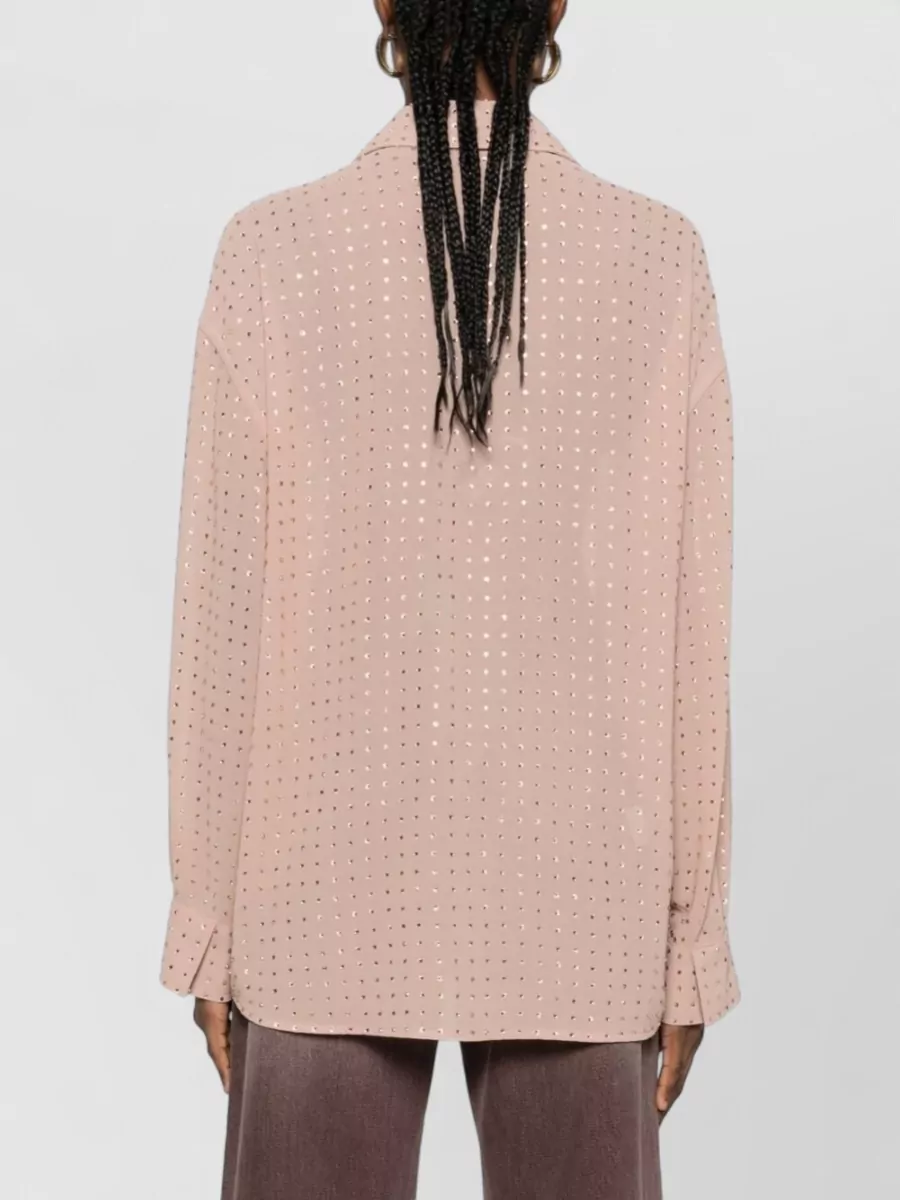 Pinko Collared Nylon Silk Top Dropped Shoulders