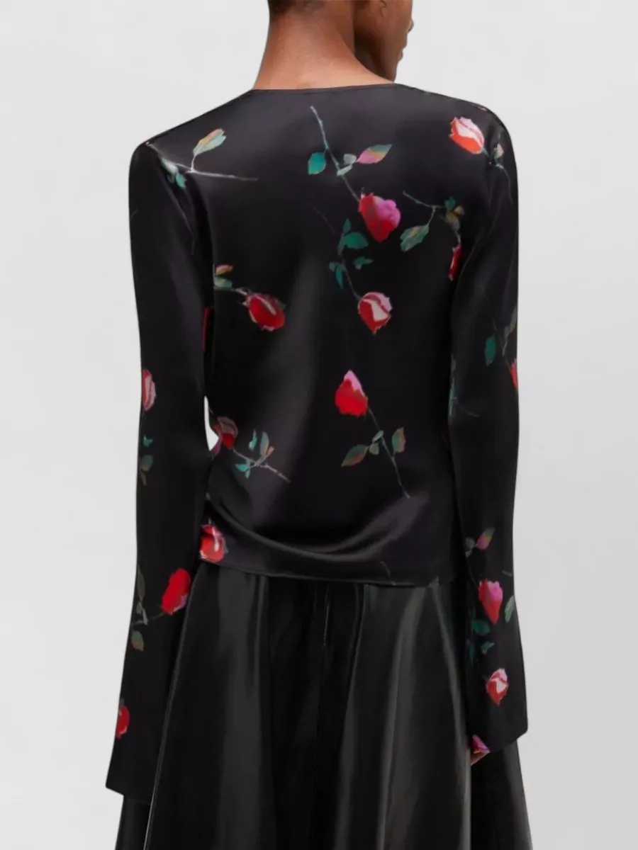 Ganni Printed Cowl-Neck Blouse