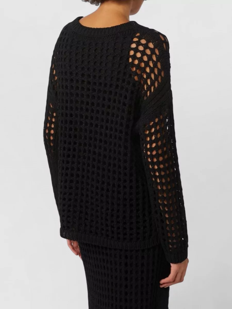 Max Mara Linen Open-Knit Oversized Boat Neck Jumper
