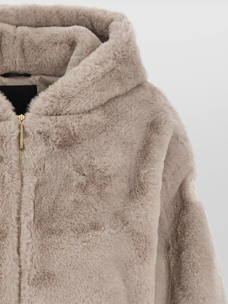 Tatras Plush Hooded Faux Fur Coat