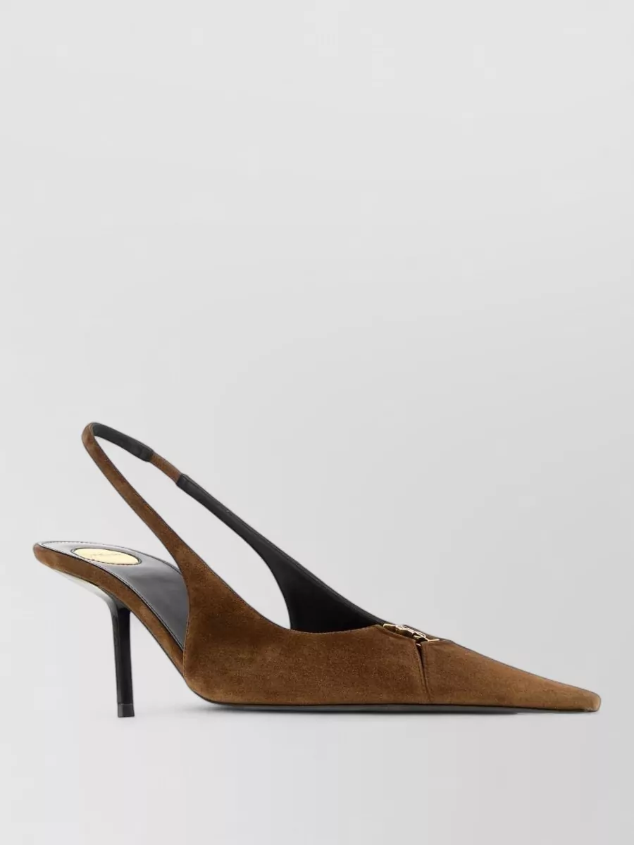 Saint Laurent Suede Cutout Open-Back Mules