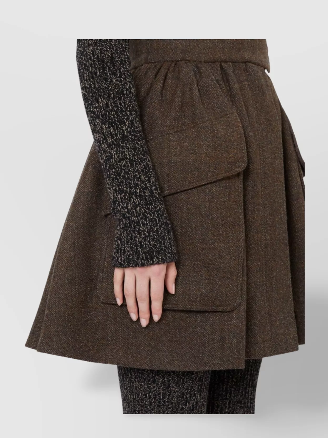 Max Mara A-line High-waisted Flared Wool Skirt In Brown