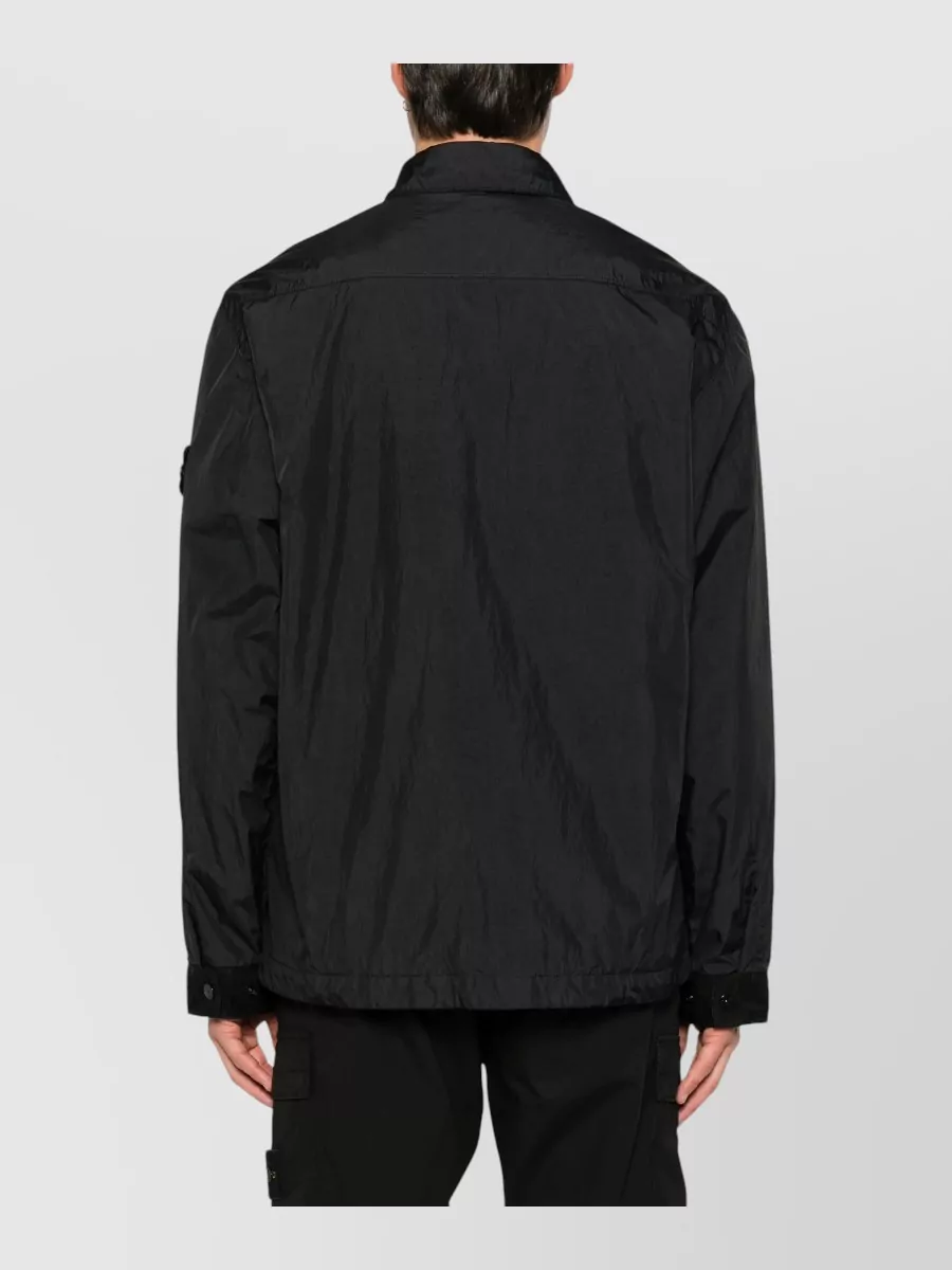 Stone Island Crinkled Nylon Single Breasted Coat