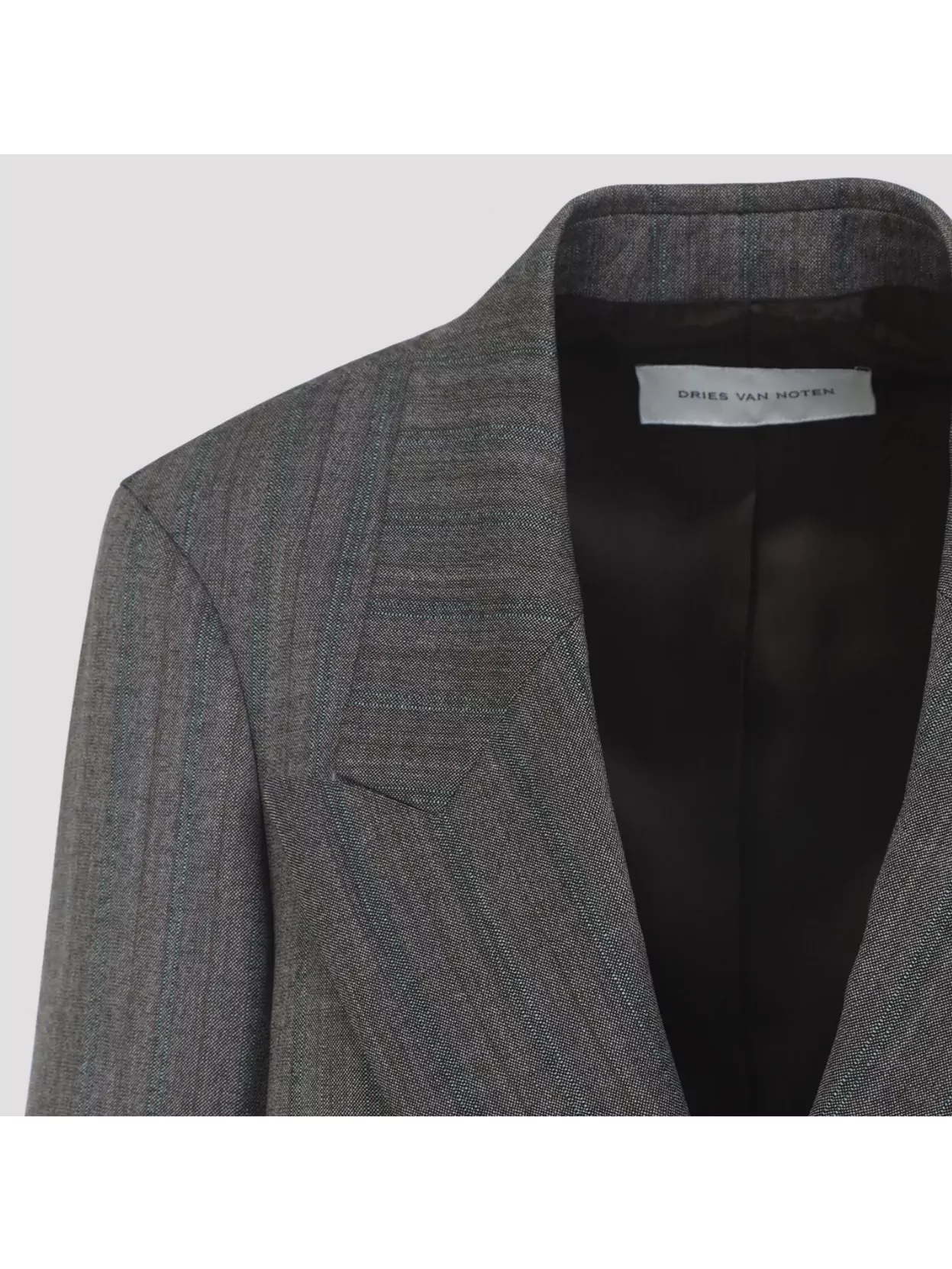 Dries Van Noten Longline Jacket With Notched Lapels And Pockets In Gray