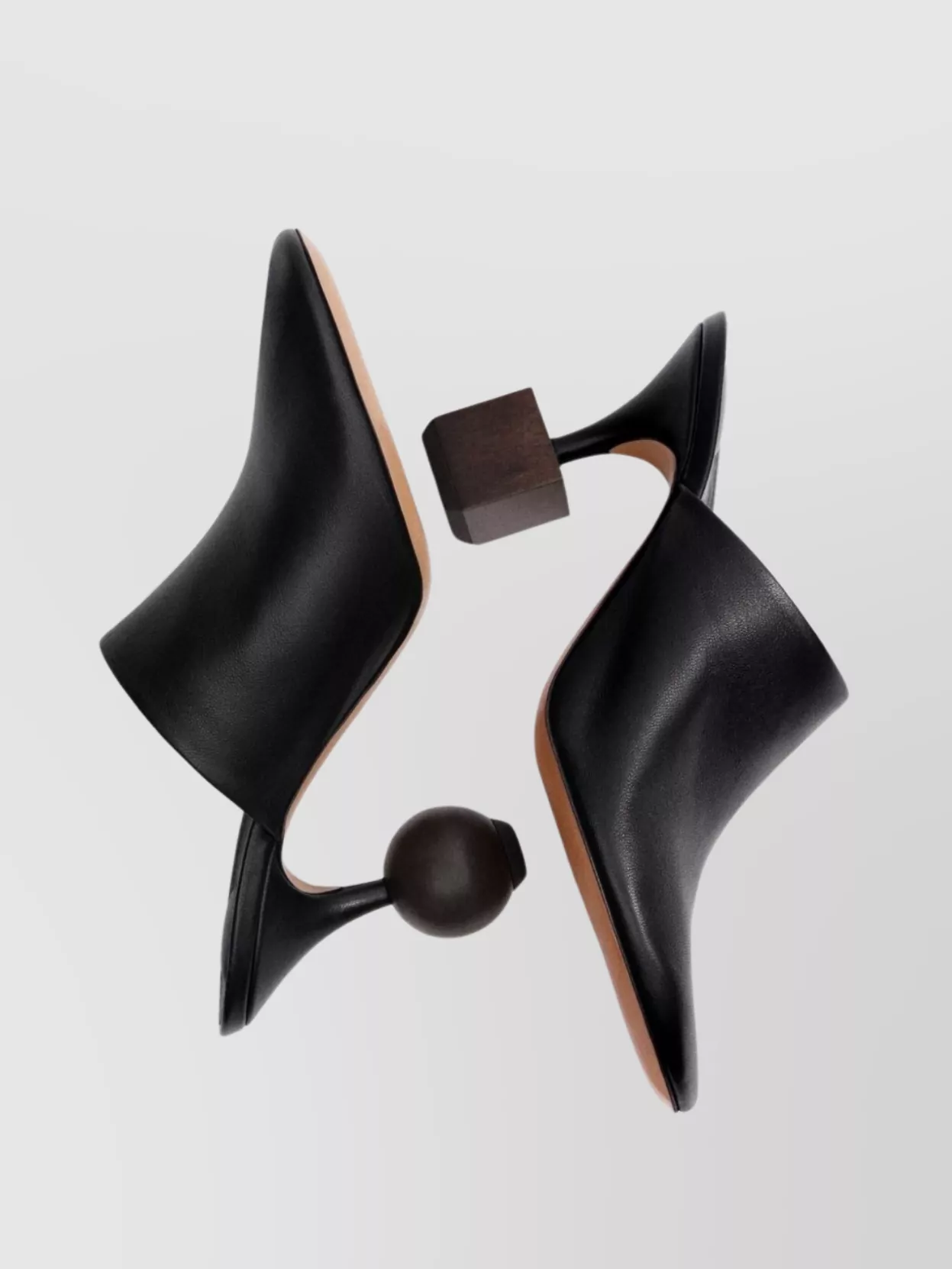 Jacquemus Round Toe Leather Mules With Unique Square Heel Design