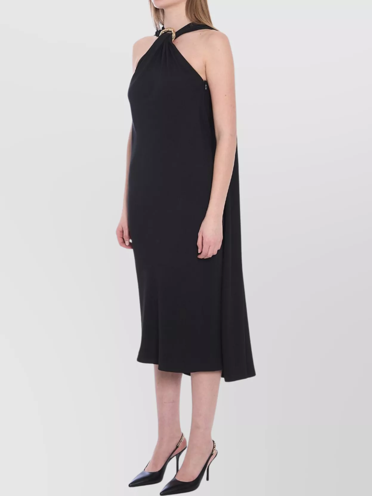 Gucci Evening Dress With Metal Necklace Detail In Black