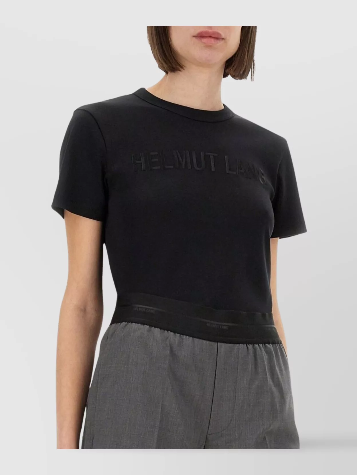Helmut Lang Logo Embroidered Crew Neck Short Sleeve Top