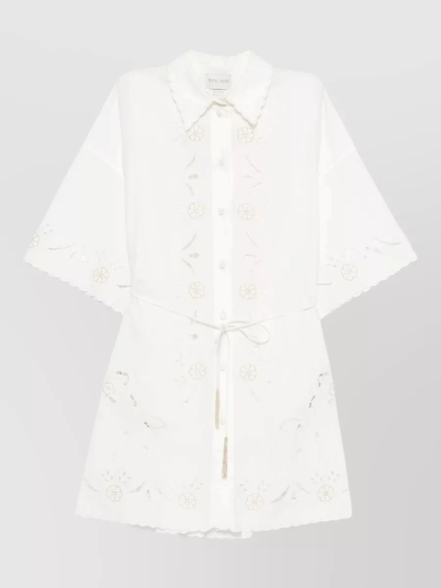 Forte Forte embroidered cotton mini shirtdress