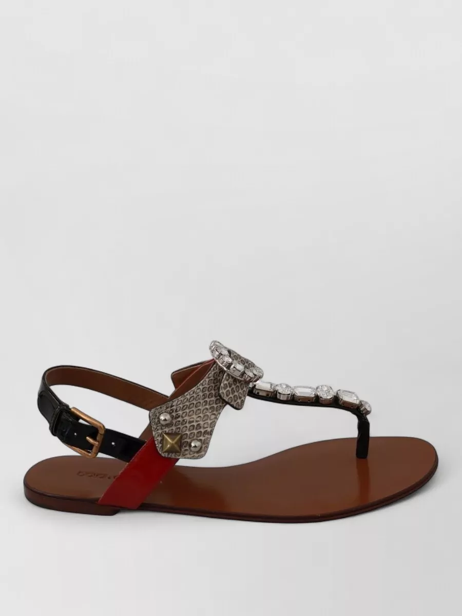 Dolce&Gabbana Leather Ayers Crystal-Embellished Sandals