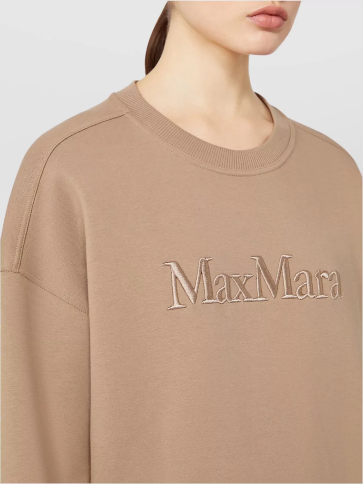 S Max Mara Crew Neck Brushed Cotton Sweatshirt