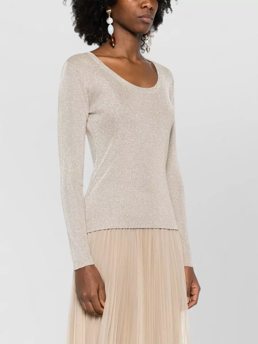 Fabiana Filippi Scoop Neck Fine Knit Ribbed Sweater